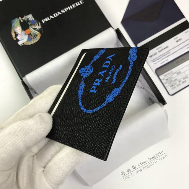 prada錢包 普拉達專櫃最新十字紋牛皮卡夾 2MC223 PRADA男士卡片夾  pyd2115